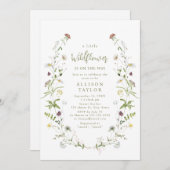 Elegante Kleine Wildblume Rustic Boho Baby Shower Einladung (Vorne/Hinten)