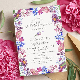 Elegante kleine Wildblumen-Aquarell-Baby-Party Einladung