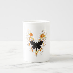 Elegante Knochen-China-Tasse mit Butterfly-Designs Porzellantasse