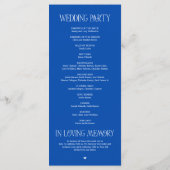 Elegante kobaltblaue typografische Hochzeitsprogra Programm (Rückseite)