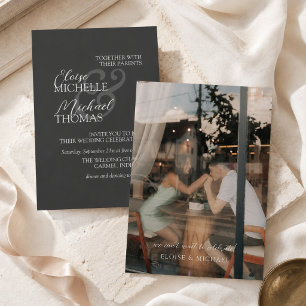 Elegante Kohle-Foto-Hochzeit formal Einladung