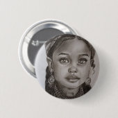 Elegante Kohle- und Bleistift-Mädchenporträt-Illus Button (Vorne & Hinten)