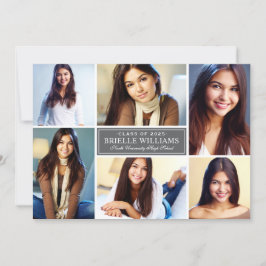 Elegante Kohlefoto-Collage Graduation Party Einladung