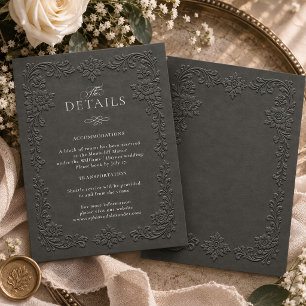 Elegante Kohleprägedetails mit floralen Elementen Begleitkarte