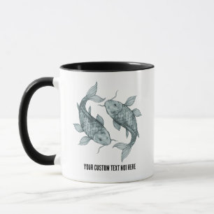 Elegante Koi-Fisch-Wasserfarbenkunst Japanischer Tasse