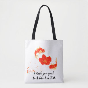 Elegante Koi-Fische und rote Blütenkunst Japanis Tasche