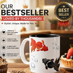 Elegante Koi-Fische Zen-Design – Friedlicher Japan Zweifarbige Tasse