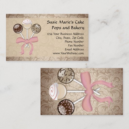 Elegante Koka Damask Pop Bäckerei Visitenkarte (Vorne/Hinten)