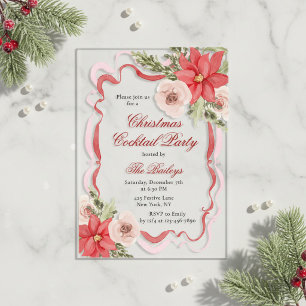Elegante Kokette Blumen-Weihnachts-Cocktailparty Acryleinladungen
