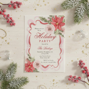 Elegante Kokette Blumen-Weihnachtsfeier Pergament Einladungen