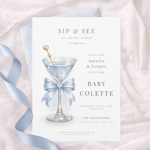 Elegante Kokette Bow Martini Boy Sip and See Einladung