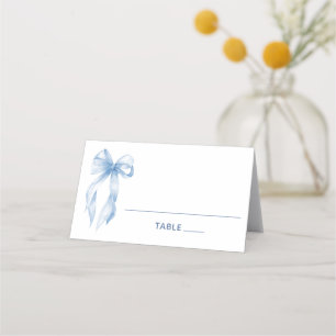 Elegante Kokette Dusty Blue Schleife Platzkarte