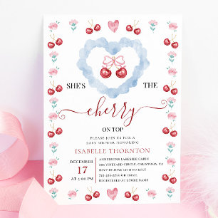 Elegante Kokette Kirsche auf dem Baby Shower Einladung