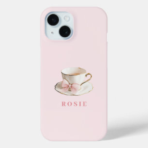 Elegante Kokette Preppy Rosa Teetasse mit Schleife Case-Mate iPhone Hülle