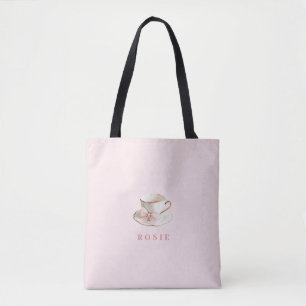 Elegante Kokette Preppy Rosa Teetasse mit Schleife Tasche