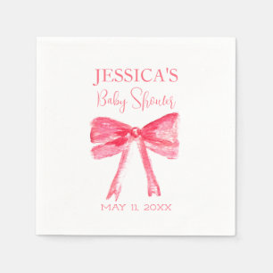 Elegante Kokette Rosa Schleife Baby Shower Mädchen Serviette