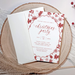 Elegante Kokette Rote Schleifen Vintage Weihnachts Einladung