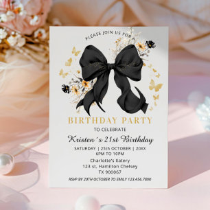 Elegante Kokette Schwarze Blumen Einladung Wildblu