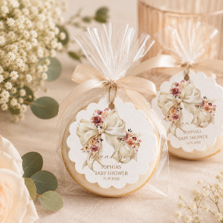 Elegante Koketten-Schleife Florale Babyparty Danke Geschenkanhänger
