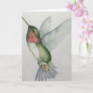 Elegante Kolibri-Aquarellmalerei Vogelkunst Karte