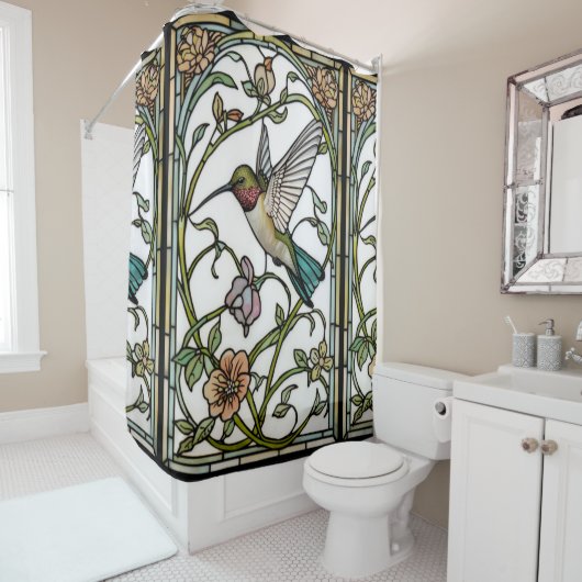 Elegante Kolibri-Kunst botanisch boho chic Duschvorhang (Beispiel)