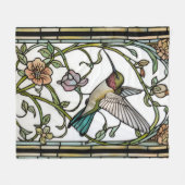 Elegante Kolibri-Kunst botanisch boho chic Fleecedecke (Vorderseite (Horizontal))
