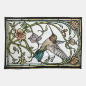 Elegante Kolibri-Kunst botanisch boho chic Geschirrtuch (Horizontal)