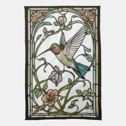 Elegante Kolibri-Kunst botanisch boho chic Geschirrtuch (Vertikal)