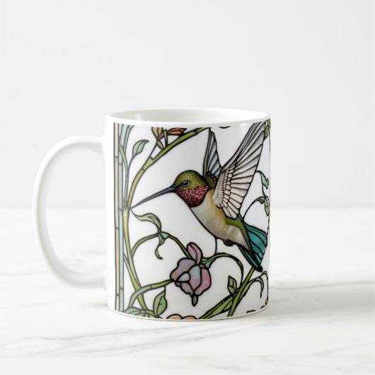 Elegante Kolibri-Kunst botanisch boho chic Kaffeetasse (Links)