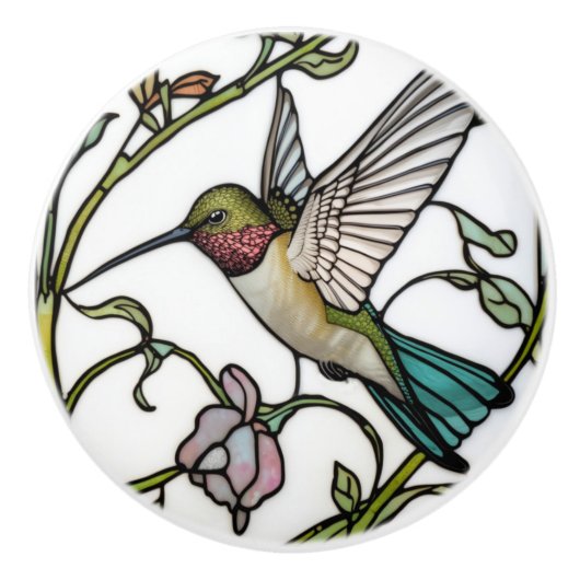 Elegante Kolibri-Kunst botanisch boho chic Keramikknauf (Vorderseite)