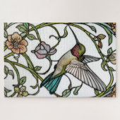 Elegante Kolibri-Kunst botanisch boho chic Puzzle (Horizontal)