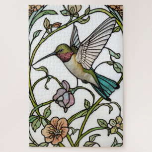 Elegante Kolibri-Kunst botanisch boho chic Puzzle