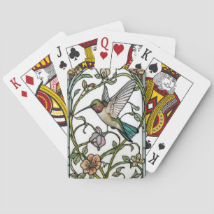 Elegante Kolibri-Kunst botanisch boho chic Spielkarten