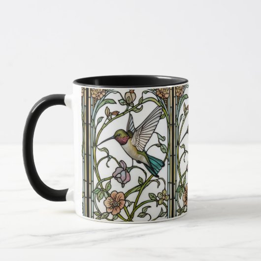 Elegante Kolibri-Kunst botanisch boho chic Tasse (Links)