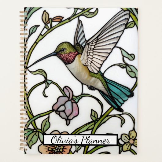 Elegante Kolibri-Kunstwerke botanisch Boho-Chic Planer (Vorderseite)