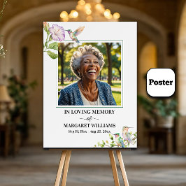 Elegante Kolibris Blumiges Foto Begräbnis Poster