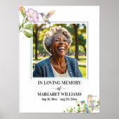 Elegante Kolibris Blumiges Foto Trauerfeier Poster (Vorne)