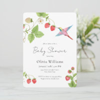 Elegante Kolibris Erdbeere Baby Shower