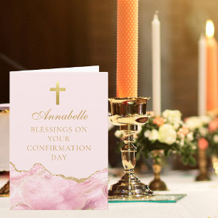 Elegante Konfirmationsglückwünsche Rosa Gold Custo Karte