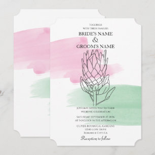 Elegante König-Protea-Aquarell-Hochzeitskarten Einladung
