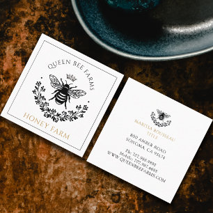 Elegante Königin Biene Schwarz Weiß Gold Geschäft Quadratische Visitenkarte