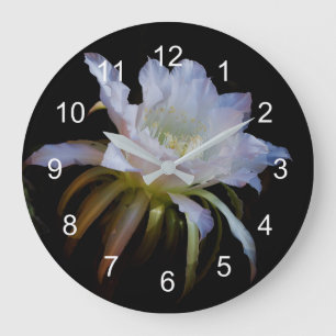 Elegante Königin der Nachtkaktus-Blume Große Wanduhr