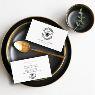 Elegante Königin-Honigbiene Schwarz Weiß Gold Visitenkarte