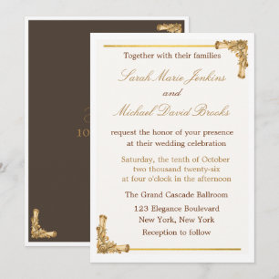 Elegante königliche barocke goldene Hochzeits-Einl Einladung