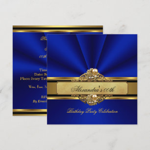 Elegante königliche Blau-Gold-Perlen-Geburtstagsfe Einladung