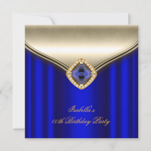 Elegante königliche blaue beige goldene Geburtstag Einladung
