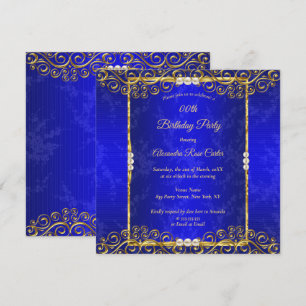 Elegante königliche blaue Gold weiße Perlen Geburt Einladung