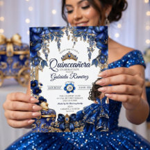 Elegante königliche blaue goldene Tiara Quinceañer
