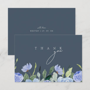 Elegante königliche blaue Opulenz-Wildblumen-Hochz Dankeskarte