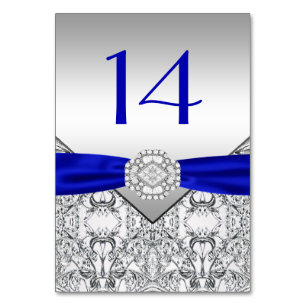 Elegante königliche blaue Silberhochzeit Tischnummer